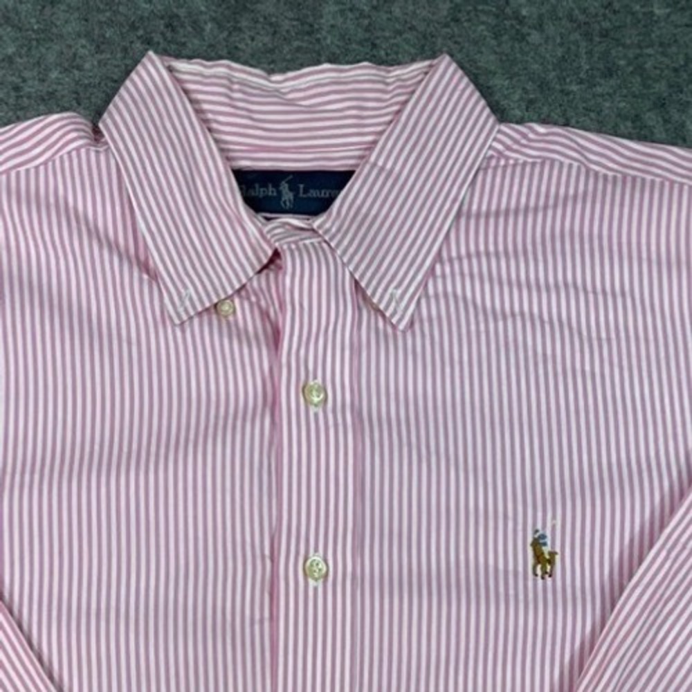 Ralph Lauren Men Pink Stripe Classic Fit Long Sleeve ButtonUp 16 1/2, 32/33 - Picture 2 of 7